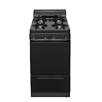 20 In. Freestanding Battery-Generated Spark Ignition Gas Range In Black