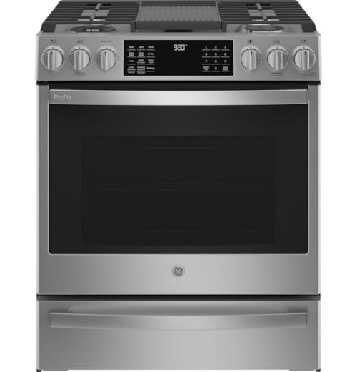 Ge Profile™ 30" Smart Slide-In Front-Control Gas Fingerprint Resistant Range With No Preheat Air Fry