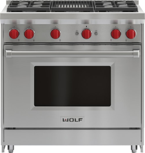 36" Gas Range - 4 Burners And Infrared Charbroiler