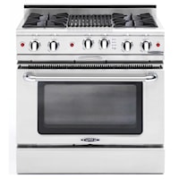 36" Gas Self Clean Range, Rotisserie, 4 Open Burners, 12" Briol Burner