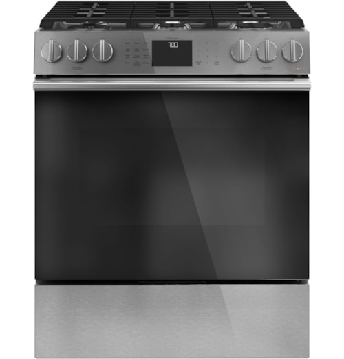 Caf(Eback)™ 30" Smart Slide-In, Front-Control, Gas Range With Convection Oven In Platinum Glass