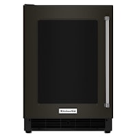 24" Undercounter Refrigerator with Glass Door and Metal Trim Shelves Black Stainless Steel with PrintShield(TM) Finish
