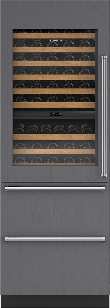30" Designer Wine Storage With Refrigerator Drawers - Panel Ready