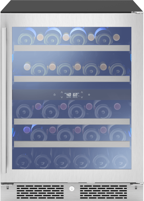 Presrv Ada Wine Cooler, 24In Compact, Ss+Glass, Reversible Door + Lock, 2 Zones