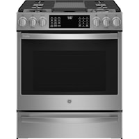 Ge Profile(Tm) 30" Smart Slide-In Front-Control Gas Fingerprint Resistant Range With No Preheat Air Fry