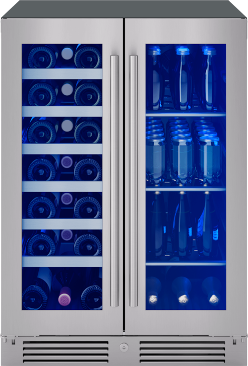 Presrv Wine & Bev Cooler, 24In Uc, Ss+Gls, Fr Dr