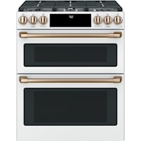 Caf(Eback)(Tm) 30" Smart Slide-In, Front-Control, Gas Double-Oven Range With Convection