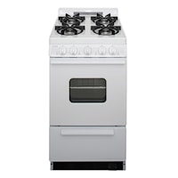 20 In. Freestanding Battery-Generated Spark Ignition Gas Range In White