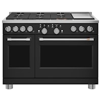 Caf(Eback)(Tm) 48" Smart Dual-Fuel Commercial-Style Range With 6 Burners And Griddle (Natural Gas)