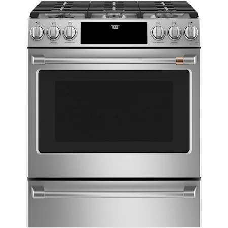 Caf(Eback)(Tm) 30" Smart Slide-In, Front-Control, Gas Range With Convection Oven