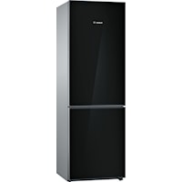 800 Series Free-Standing Fridge-Freezer With Freezer At Bottom, Glass Door 23.5" Black