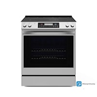 Midea Smart 30-In 5 Burners 6.3-Cu Ft Self-Cleaning Air Fry Convection Oven Slide-In Electric Range (Stainless Steel)