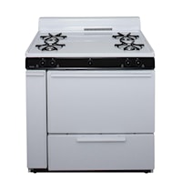 36 In. Freestanding Battery-Generated Spark Ignition Gas Range In White