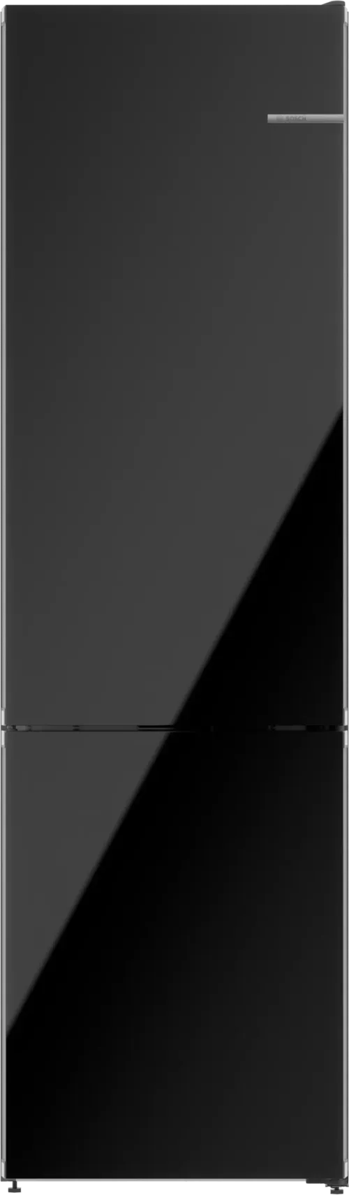 800 Series, Free-Standing Fridge-Freezer With Freezer At Bottom, Glass Door, 24'', Black, Total No Frost