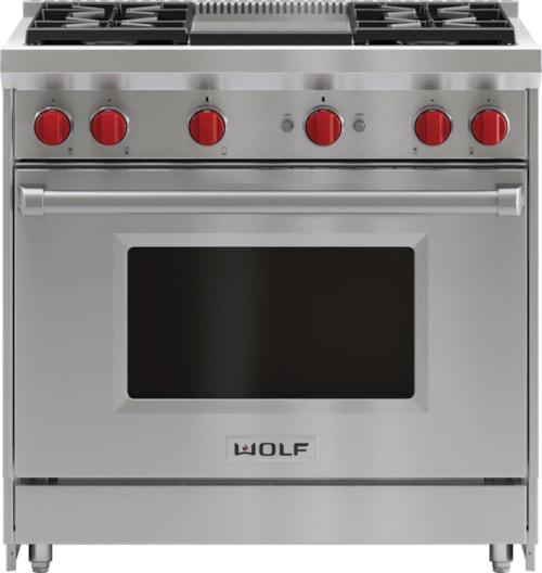 36" Gas Range - 4 Burners And Infrared Griddle
