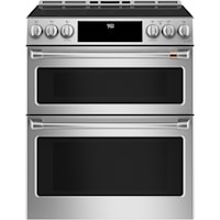Caf(Eback)(Tm) 30" Smart Slide-In, Front-Control, Induction And Convection Double-Oven Range