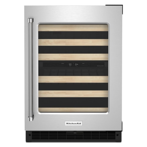 24" Undercounter Wine Cellar With Glass Door And Wood-Front Racks