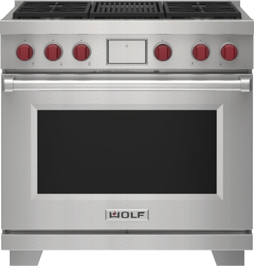 Wolf 4-Burner 36" Dual Fuel Range with Infrared Charbroiler