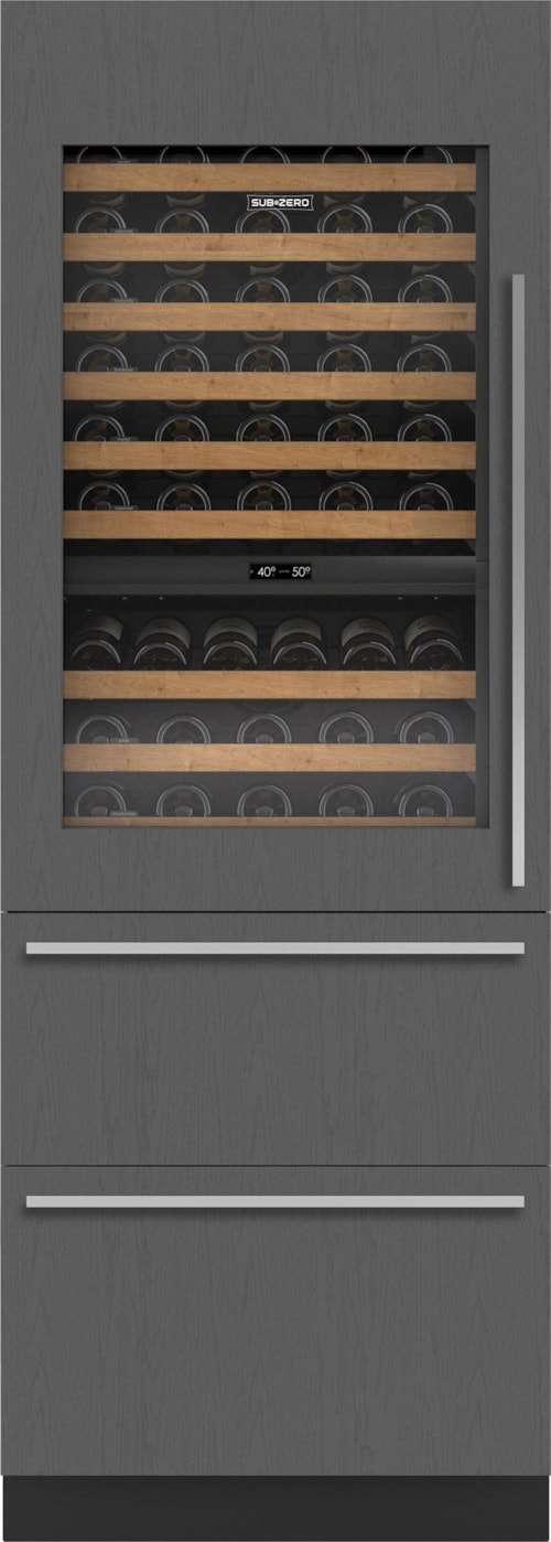 30" Designer Wine Storage With Refrigerator Drawers - Panel Ready