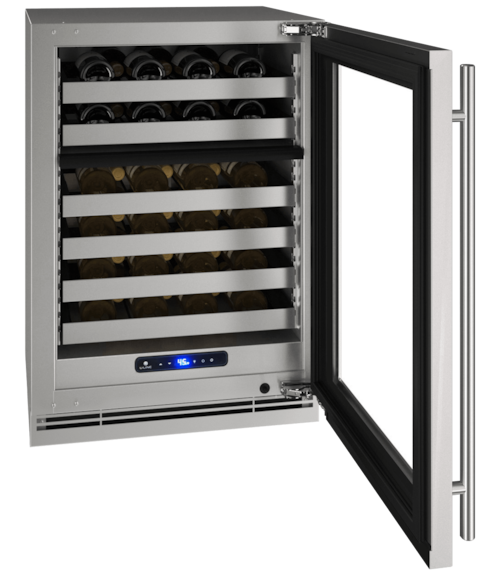 Hwd524 24" Dual-Zone Wine Refrigerator With Stainless Frame Finish And Left-Hand Hinge Door Swing And Lock (115 V/60 Hz)