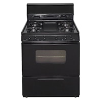 30 In. Freestanding Battery-Generated Spark Ignition Gas Range In Black