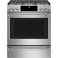 Caf(Eback)(Tm) 30" Smart Slide-In, Front-Control, Gas Range With Convection Oven