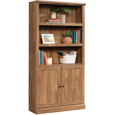 Transitional 3-Shelf 2-Door Bookcase