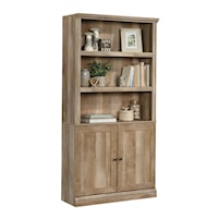 Transitional 5-Shelf Bookcase with 2-Doors