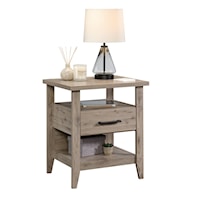 Contemporary One-Drawer Nightstand with Open Shelf Storage