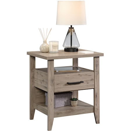 Contemporary One-Drawer Nightstand with Open Shelf Storage