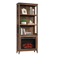 Transitional 3-Shelf Bookcase with Fireplace Insert