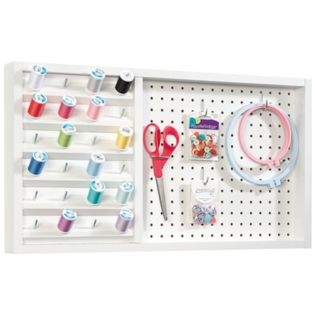 Wall Mounted Pegboard with Thread Storage