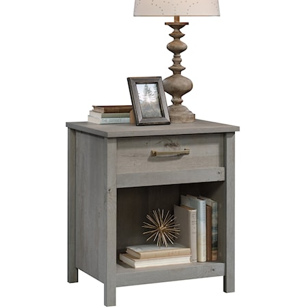 Contemporary 1-Drawer Nightstand with Open Storage Shelf