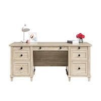 Transitional 7-Drawer Executive Desk with Drop-Front Keyboard/Mousepad