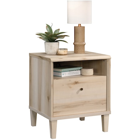 Cottage One-Drawer Nightstand with Open Storage Shelf