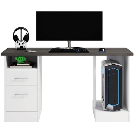 Contemporary Double Pedestal Two-Drawer Gaming Desk