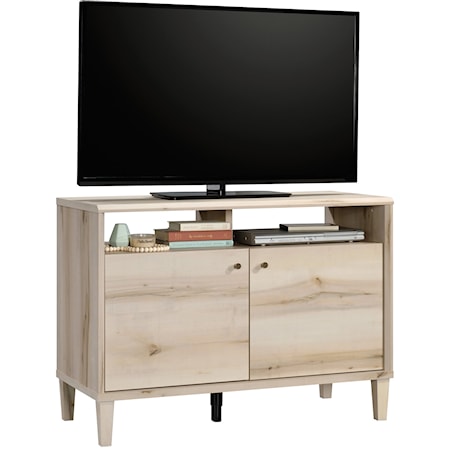 Cottage Two-Door Entertainment Credenza with Open Shelf Storage