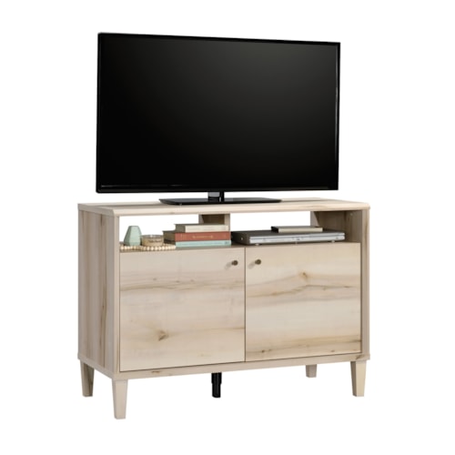 Cottage Two-Door Entertainment Credenza with Open Shelf Storage