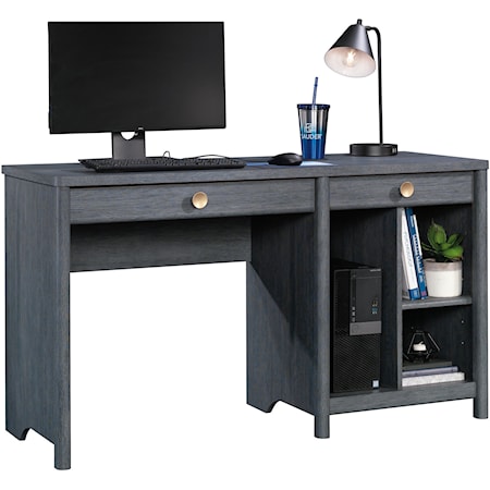 Casual Home Office Desk with Open Shelving