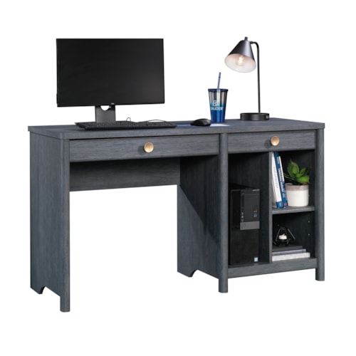Casual Home Office Desk with Open Shelving