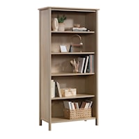 Transitional Five-Shelf Bookcase with Adjustable Shelving