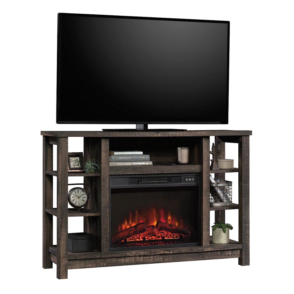 Sauder Misc Entertainment Fireplace TV Stand Credenza