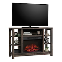 Rustic Fireplace TV Stand Credenza  with Open Shelf Storage