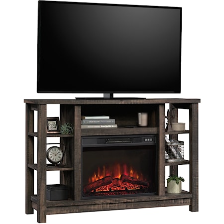 Rustic Fireplace TV Stand Credenza  with Open Shelf Storage