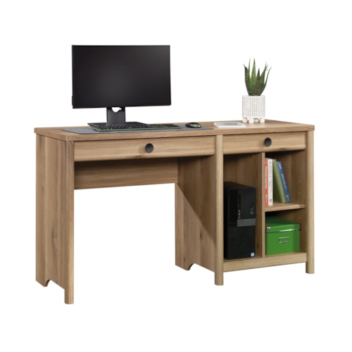 Casual Home Office Desk with Open Shelving