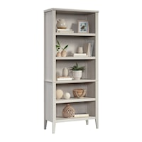 Transitional Five-Shelf Bookcase with Adjustable Shelving