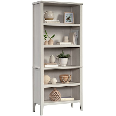 Transitional Five-Shelf Bookcase with Adjustable Shelving