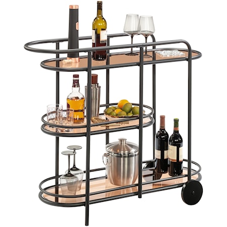 Coastal Bar Cart with Safety Tempered Glass Shelves