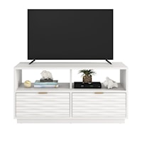 Contemporary Two-Drawer TV Credenza with Open Shelf Storage