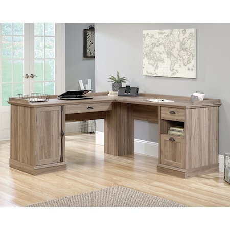 Contemporary Double Pedestal L-Desk with File Drawer